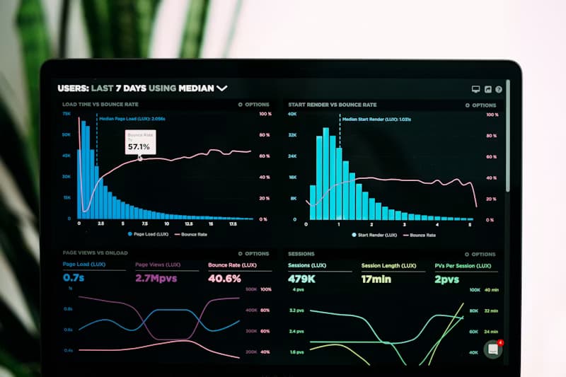Data analitik terbuka pada layar monitor